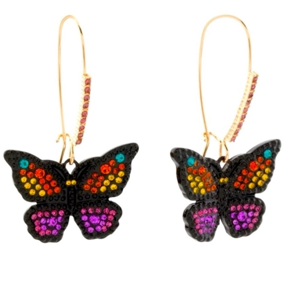 New Betsey Johnson Butterfly Dangle Earrings - Picture 9 of 10